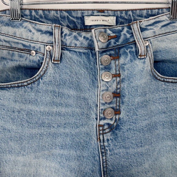 CLEO + WOLF WOMEN'S MEDIUM WASH HIGH RISE SLIM STRAIGHT ANKLE JEANS Size 31 - Picture 6 of 10